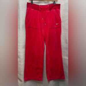 Nike | The Athletic Dept. | Red Velour Wide Leg Track Pants Relaxed Fit | M